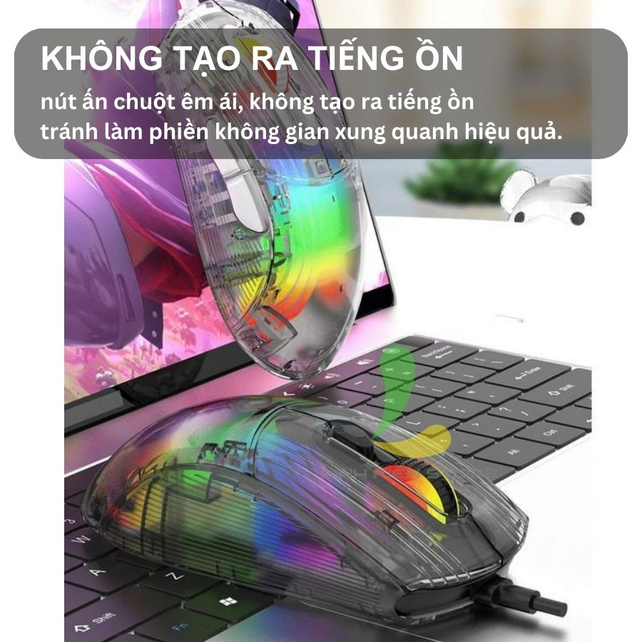 Chuột chơi game có dây XUNFOX XYH10 - Chuột gaming thiết kế trong suốt với đèn led RGB độc đáo - Hàng nhập khẩu