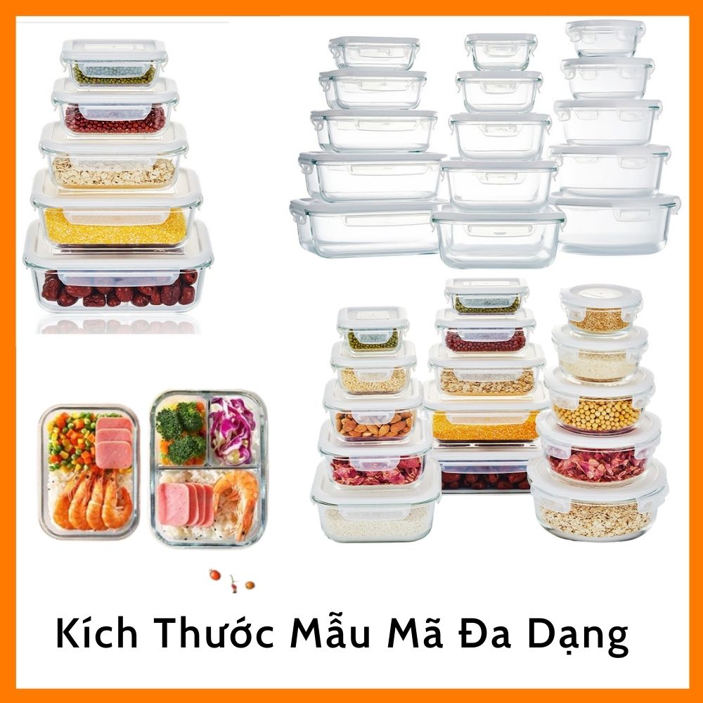 Bộ 3 hộp thủy tinh hình vuông trữ thực phẩm chịu nhiệt 1 hộp 800ml 2 hộp 530ml COBA'COOK-CCS8S53