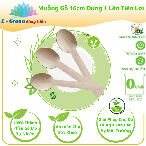 10 Cái Muỗng Gỗ 16cm Dùng ăn Cơm, Cho Bé Ăn Dặm, An Toàn Vệ Sinh Dùng 1 Lần Thân Thiện Môi Trường