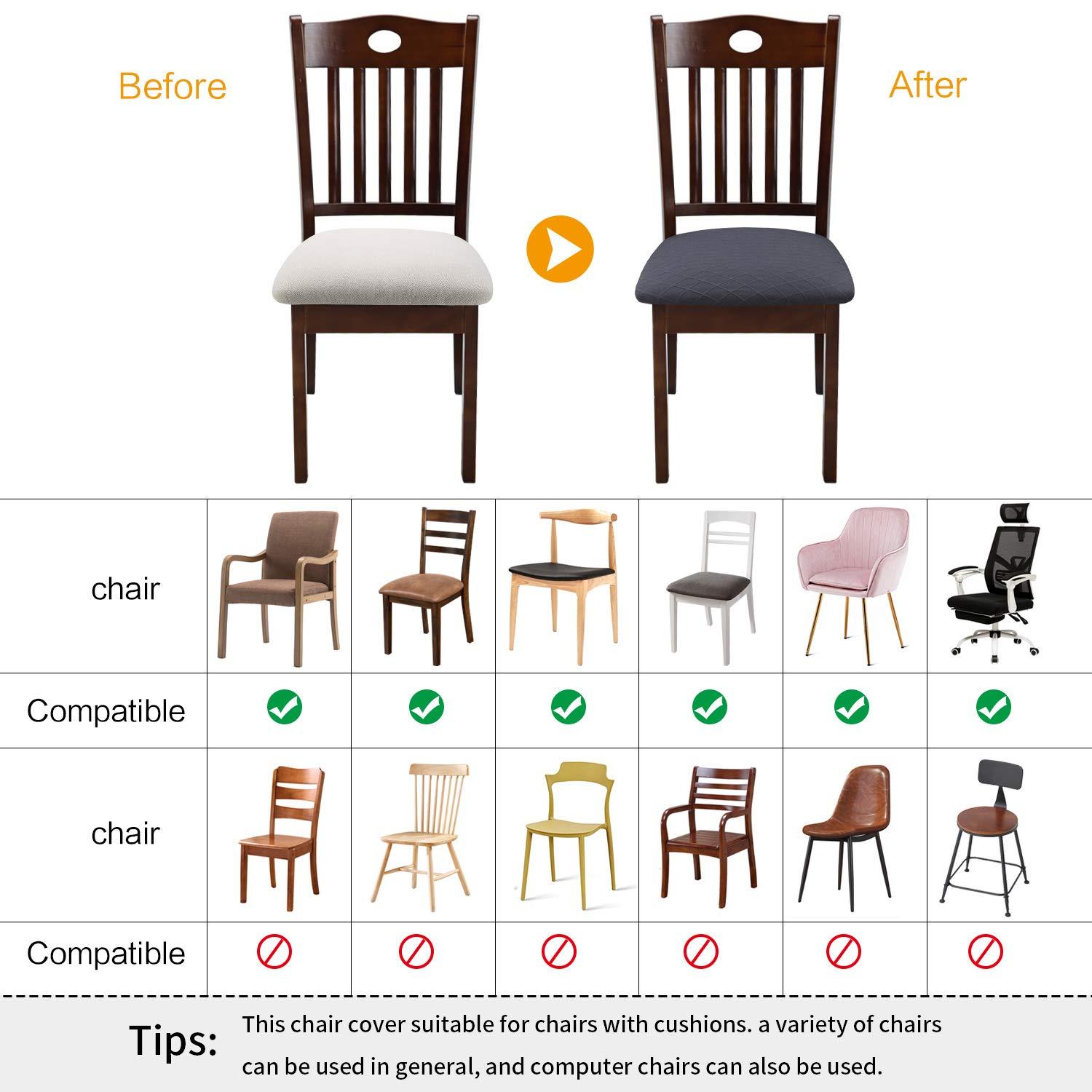 Ghế ghế ăn Jacquard, Stretch Spandex không có bảo vệ ghế phòng ăn tựa lưng.