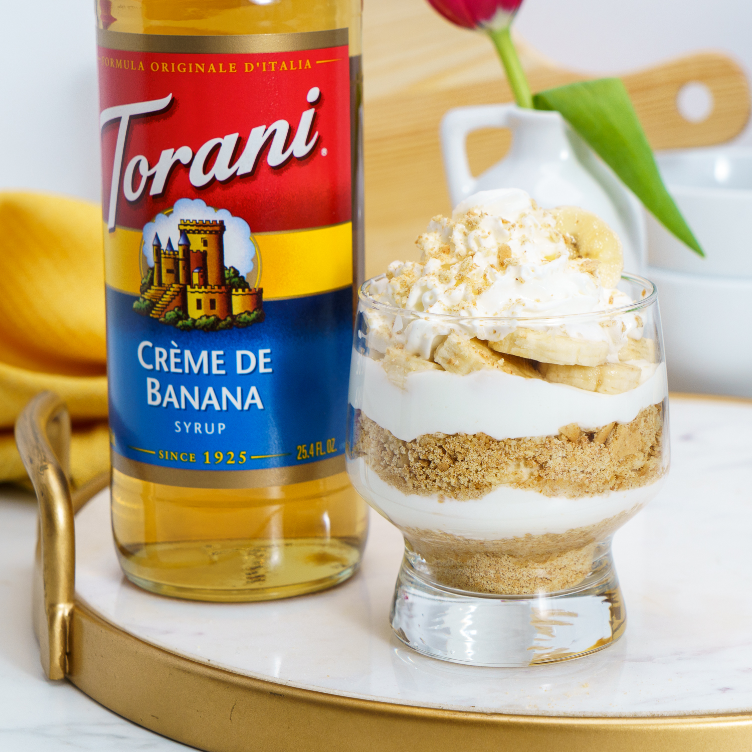 Siro Pha Chế Vị Kem Chuối Torani Classic Cream De Banana Syrup 750ml Mỹ