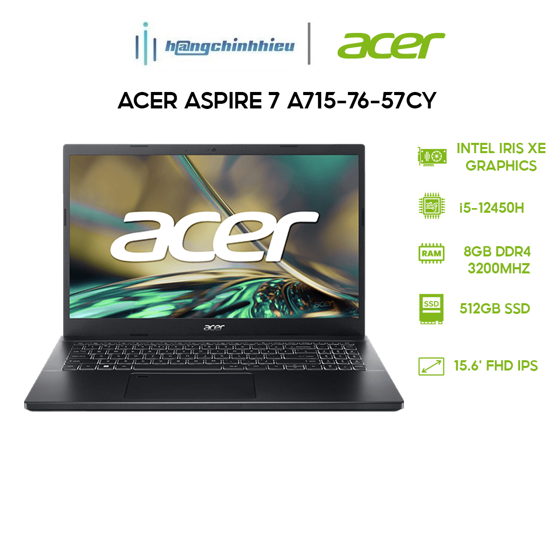 Laptop Acer Aspire 7 A715-76-57CY (i5-12450H | 8GB | 512GB | 15.6' FHD) Hàng chính hãng