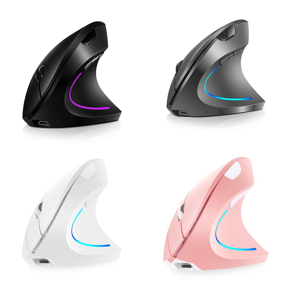 2.4G Wireless Vertical Mouse Rechargeable Upright Ergonomic Mouse 3 Adjustable DPI Levels RGB Flowing Light Plug N Play