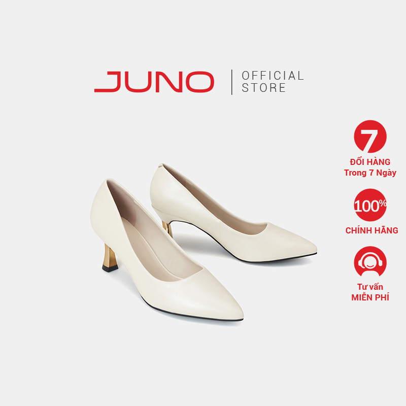 Giày Cao Gót Nữ 7cm Thời Trang JUNO Pump Mũi Nhọn Gót Thanh CG07147