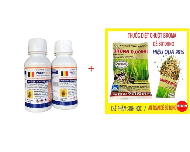 Combo 1 Lọ Proly 2.5CS 100ml phun xịt xử lý ruồi, diệt ruồi hiệu quả + 05gói Thuốc diệt chuột trộn sẵn thế hệ mới Broma 0,005 AB