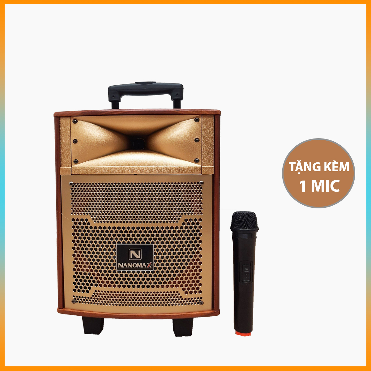 Loa Kéo Karaoke Nanomax S-8B 2 Tấc bluetooth Đọc Được Usb Thẻ Nhớ Công Suất 100w Tay Kéo Vân Gỗ Tặng 1 Mic Tiện Dụng Hàng Chính Hãng