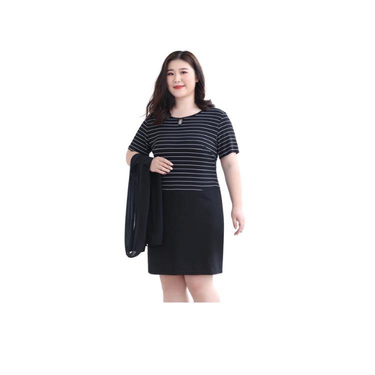 Đầm suông sọc phối khoát voan bigsize (thời trang trung niên anitagreen) BS4-621