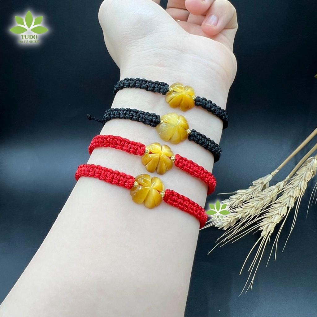 Vòng Tay Nữ Đẹp - Vòng Phong Thủy Đủ Mệnh TUDO AU10K Cỏ 4 Lá Tết Dây Handmade B51K400K300