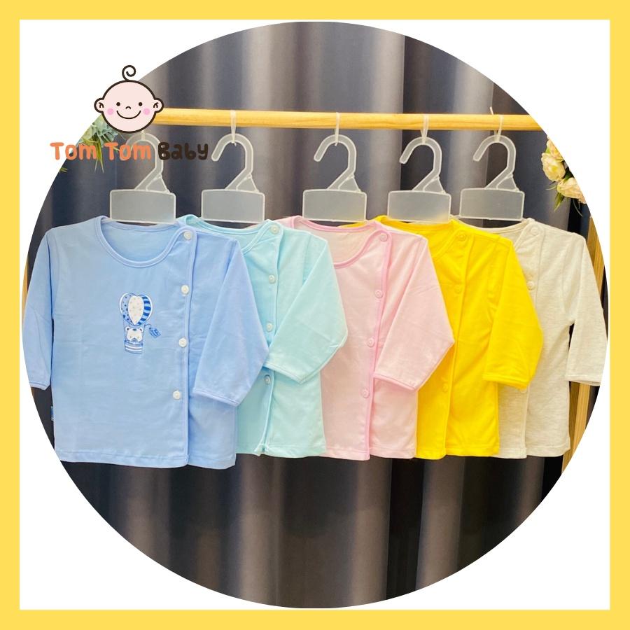 COMBO GIÁ SỈ - Combo 10 áo sơ sinh cotton tay dài màu cài nút lệch Thái Hà Thịnh