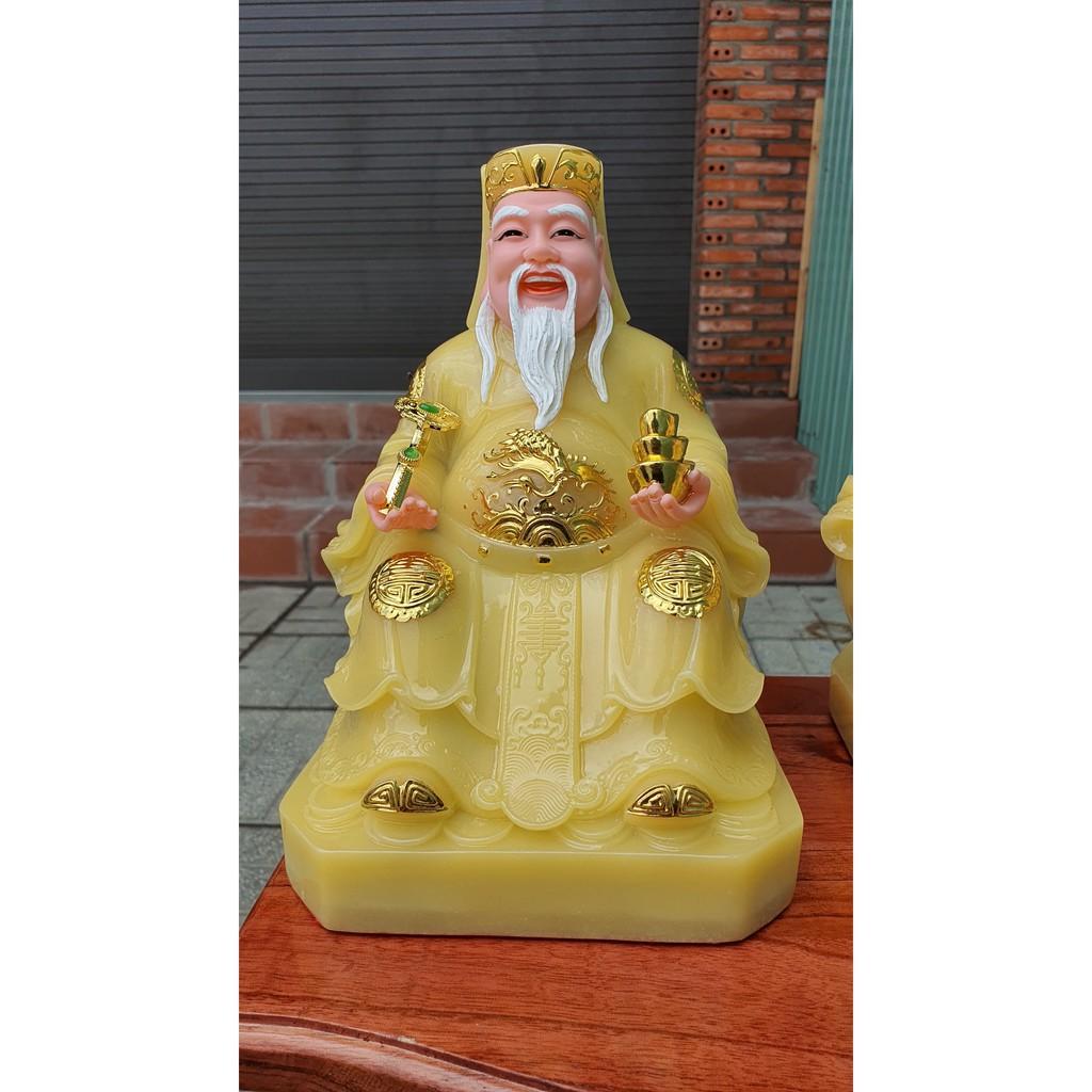 Tượng thần tài thổ địa đế vuông bằng đá nhập khẩu Đài Loan cao 26,5cm