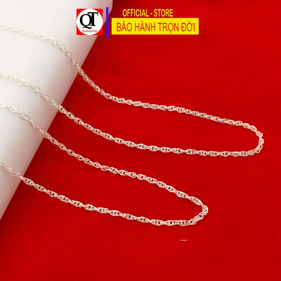 Dây chuyền nữ bạc ta kiểu kép xoắn mặt dây nữ đính kim cương nhân tạo 6ly cao cấp trang sức Bạc Quang Thản.