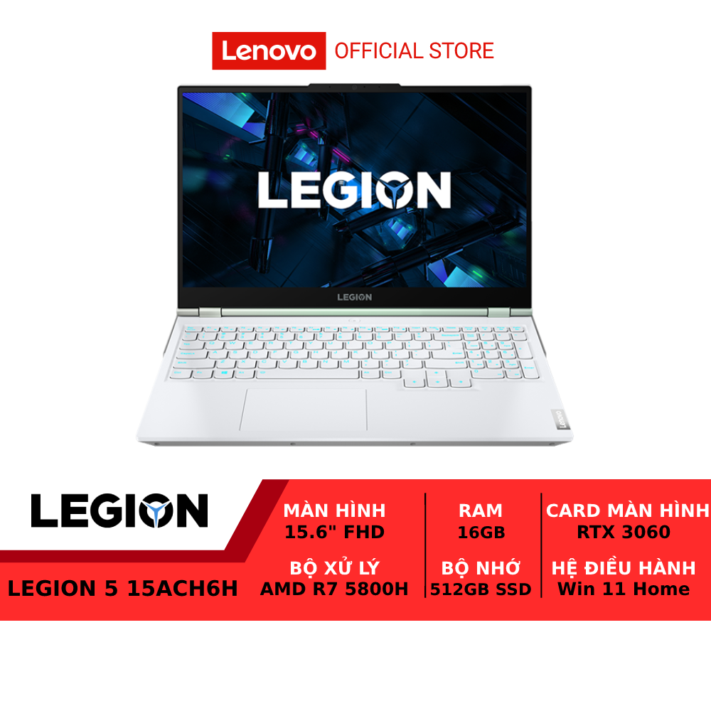 Laptop gaming LENOVO LEGION 5 15ACH6H R7-5800H|16GD4|512GB|15.6FHD|RTX3060|W11 - Hàng chính hãng