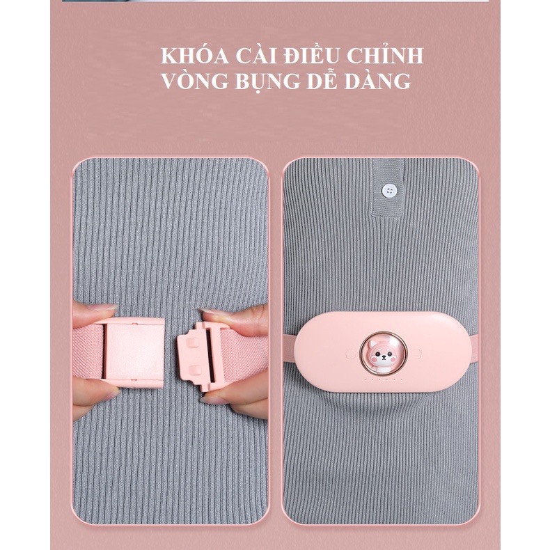Đai Đeo Massage Giảm Đau, Sưởi Ấm Bụng Phụ Nữ Kỳ Kinh Nguyệt Cao Cấp