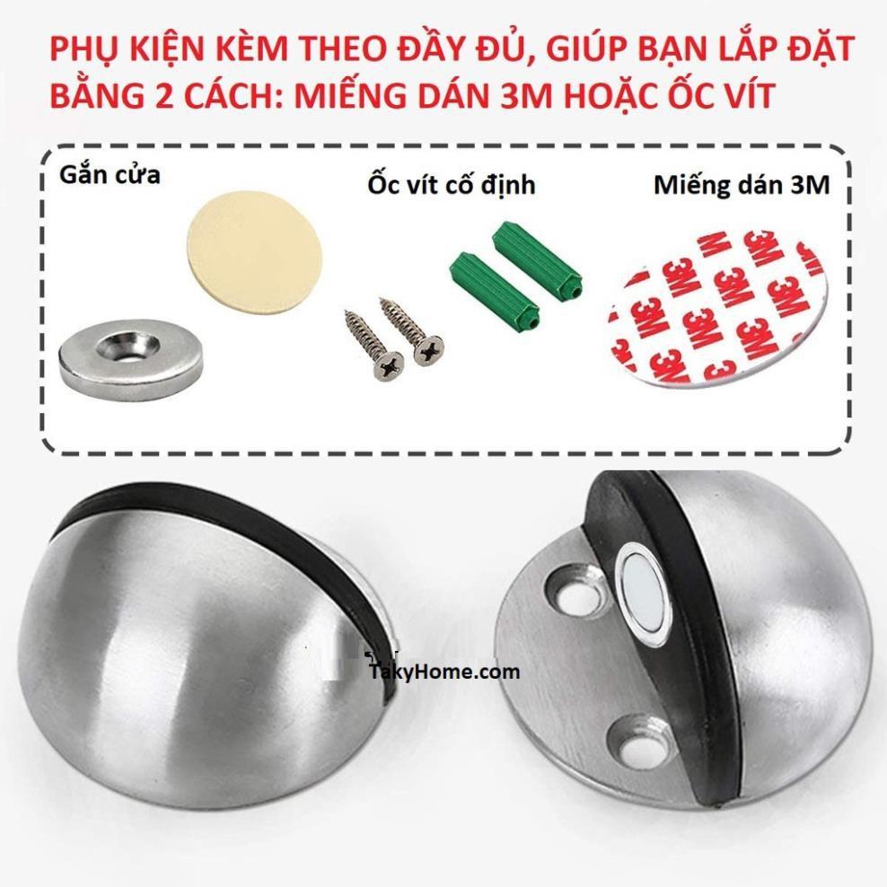 Chặn Cửa Bán Nguyệt, Chặn Cửa Nam Châm, Chặn Cửa Inox Siêu Bền, Siêu Chắc Chắn, Sử Dụng Miếng 3M Dán Sàn, Không Bắt Vít - TakyHome 1200