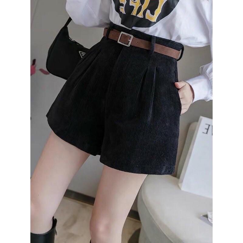 Quần short nhung tăm siêu hot chất vải mềm nhẹ thời trang Banamo Fashion quần short nhung tăm 651