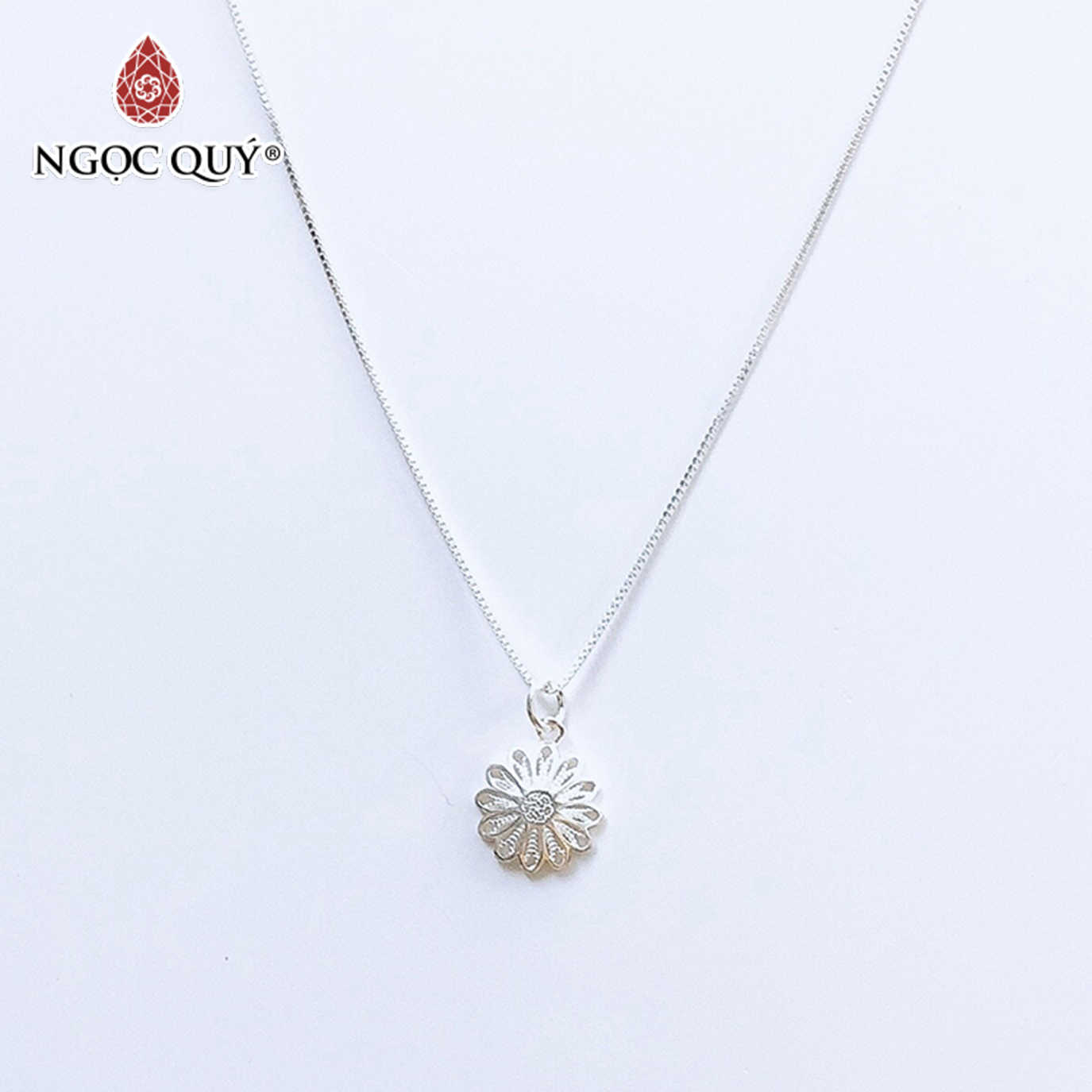 Dây chuyền bạc mặt hoa cúc - Ngọc Quý Gemstones