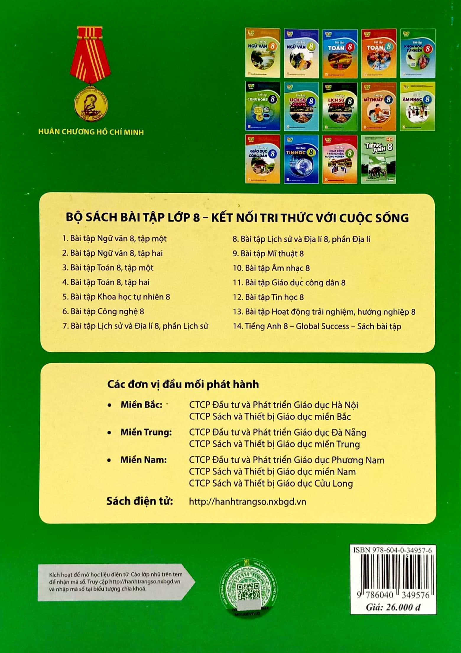 Sách Giáo Khoa Bài Tập Khoa Học Tự Nhiên 8 (Kết Nối Tri Thức) (Chuẩn)