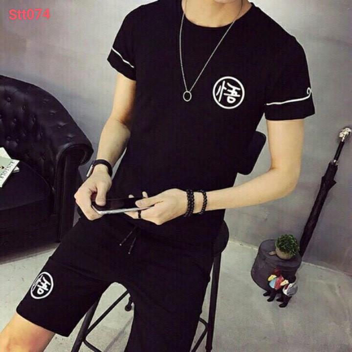 Bộ hè nam, bộ thể thao tập gym logo tàu cá tính
