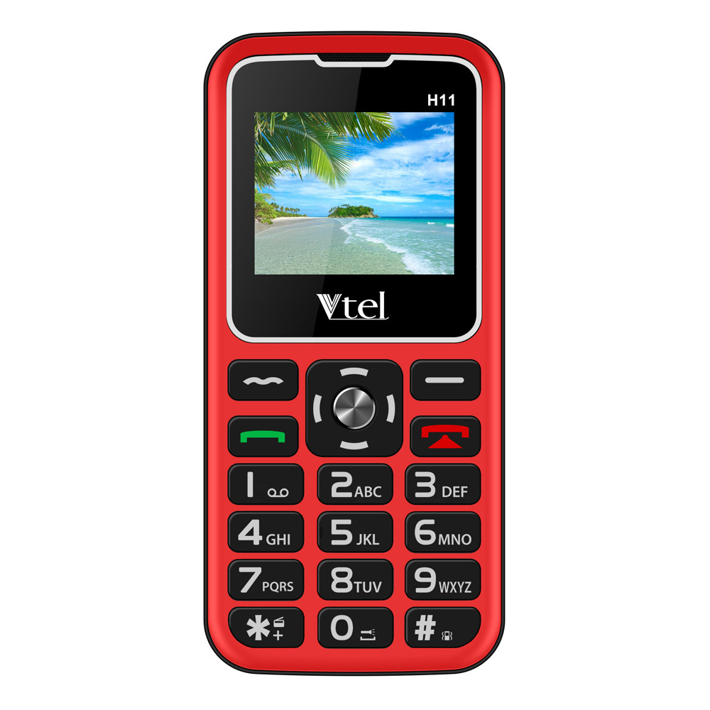 Điện thoại Vtel Happy H11 (Điện thoại cho người già - 2 Sim) - Gọi SOS khẩn,  Số To, Chữ To, Loa to, FM loa ngoài, Pin lớn