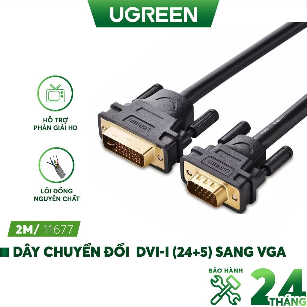 Cáp chuyển DVI-I (24+5) đầu đực sang cổng VGA đực độ dài từ 1-5m UGREEN DV102 - Hàng Nhập Khẩu