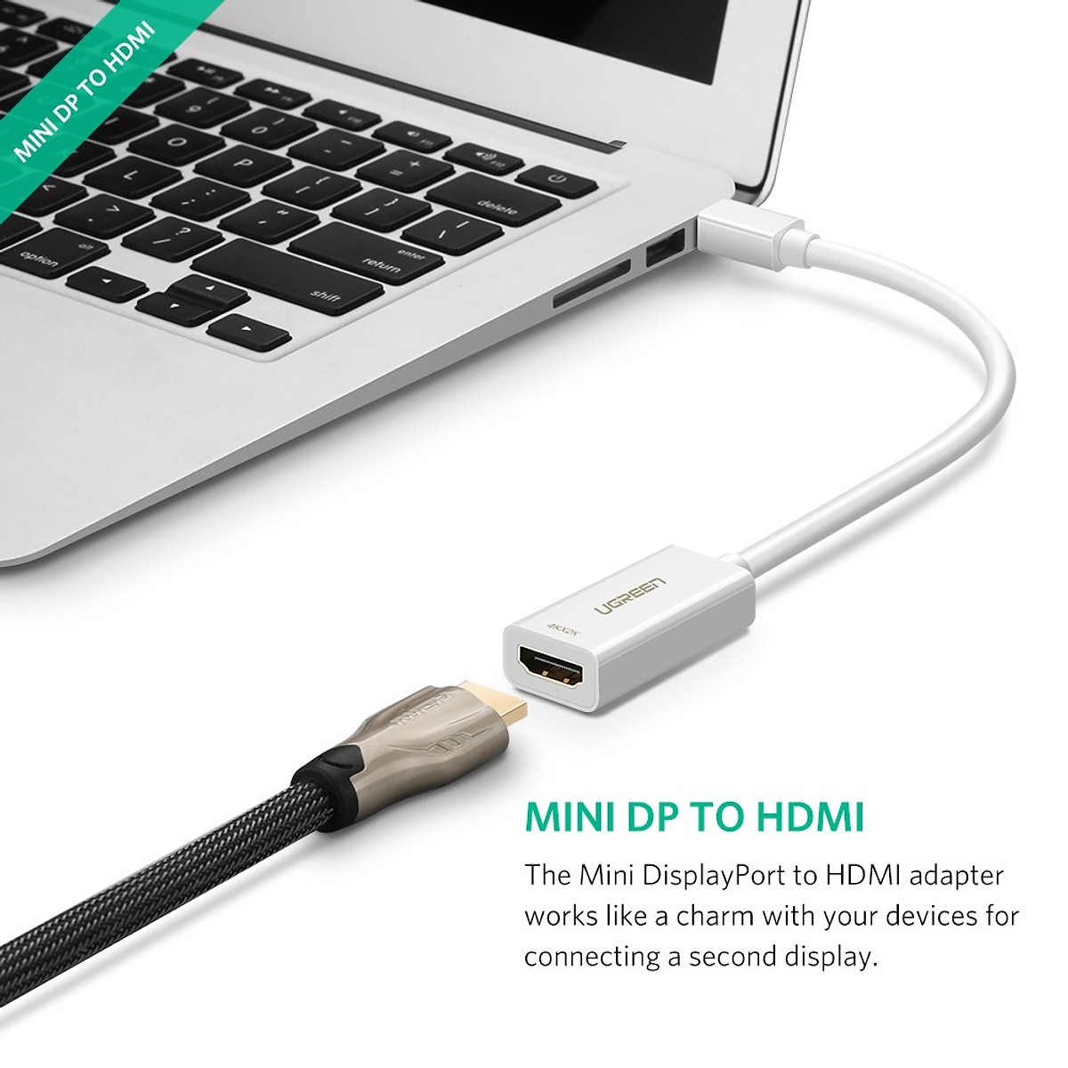 Cáp chuyển đổi Mini Displayport sang HDMI hỗ trợ trợ 4k (Thunderbolt to HDMI 240361) cao cấp Ugreen - Hàng chính hãng