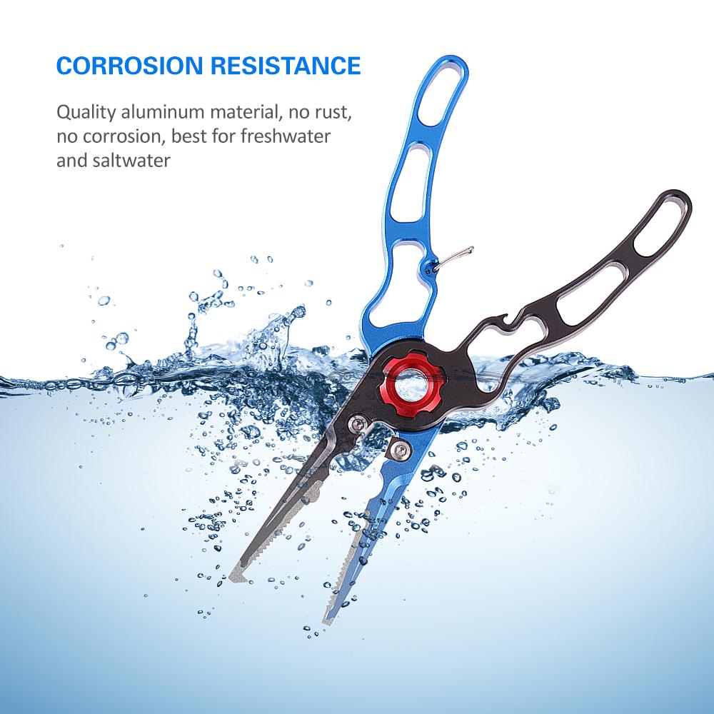 Aluminium Fishing Pliers Hook Remover Pliers Fish Holder Split Ring Tool Clip Clamp Line Cutter with Lanyard Storage Bag