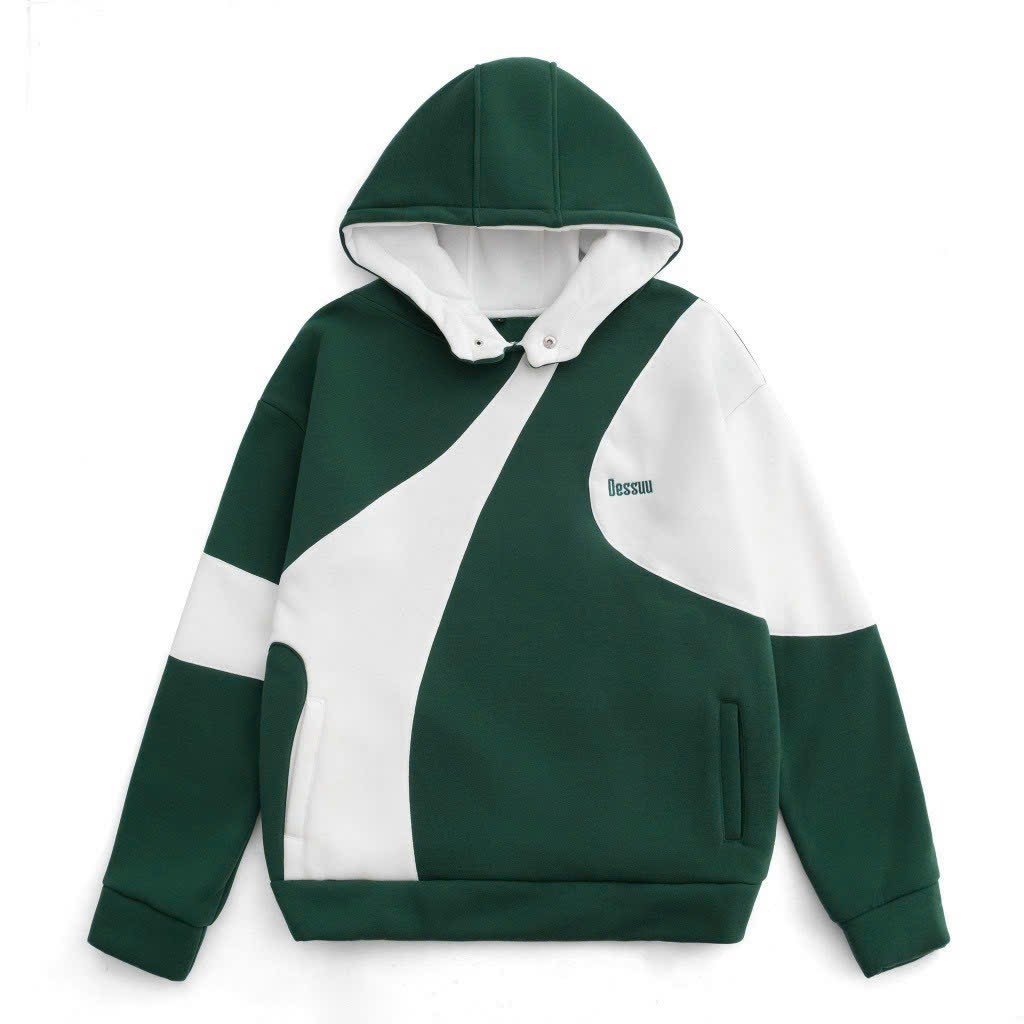 Áo Hoodie Unisex Phối Thân ,Túi Thêu Chữ DESUU Có Nón Mũ 2 Lớp Nam Nữ Couple - Áo Khoác Nỉ