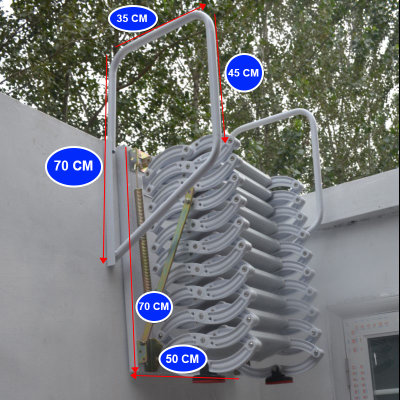 Cầu thang gác xép đẹp, Thang gác xép ốp tường xếp gọn thông minh, Chính hãng NIKITA 2021