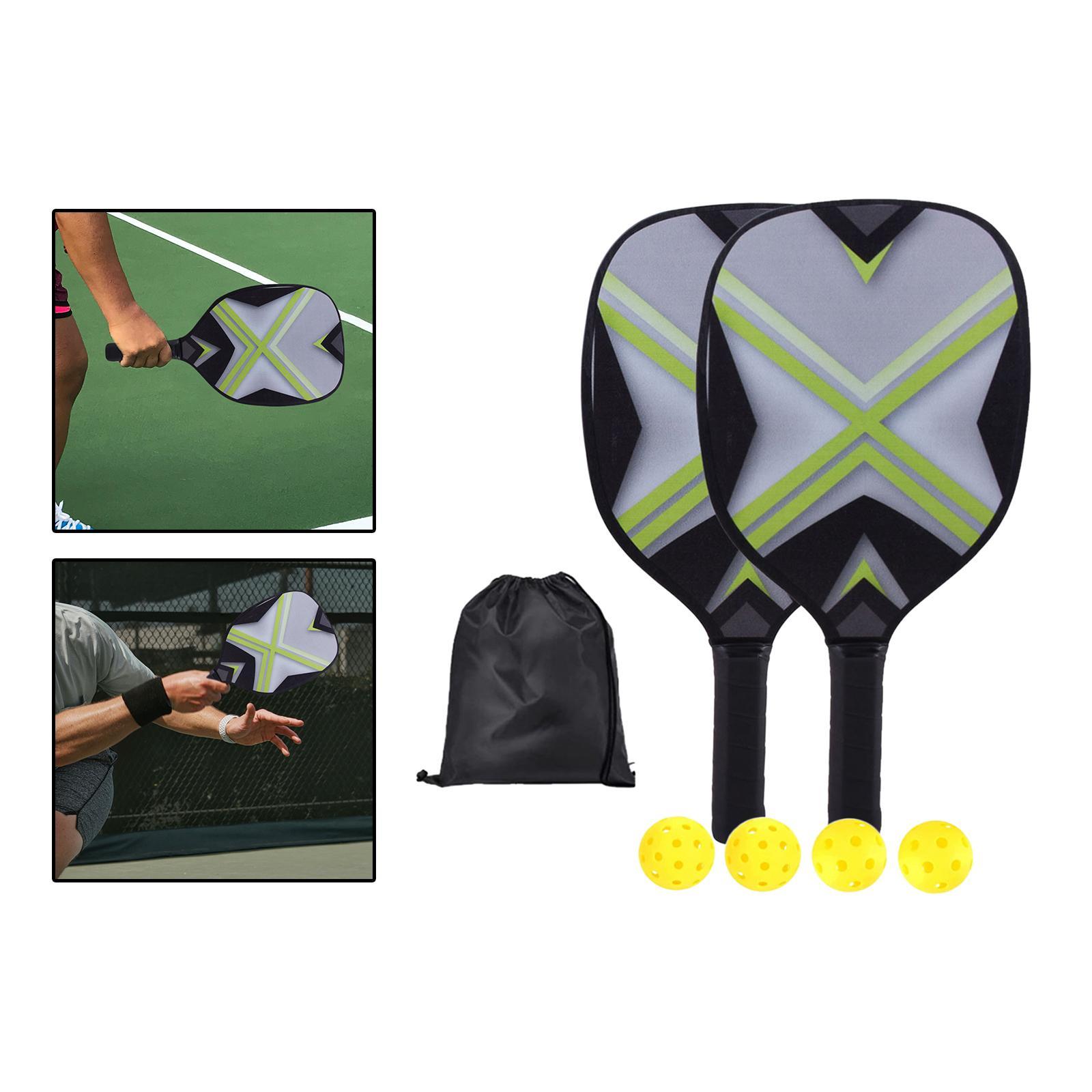 Pickleball Paddles Set of 2 Rackets with 4 Balls and Storage Bag for Indoor and Outdoor Tournament