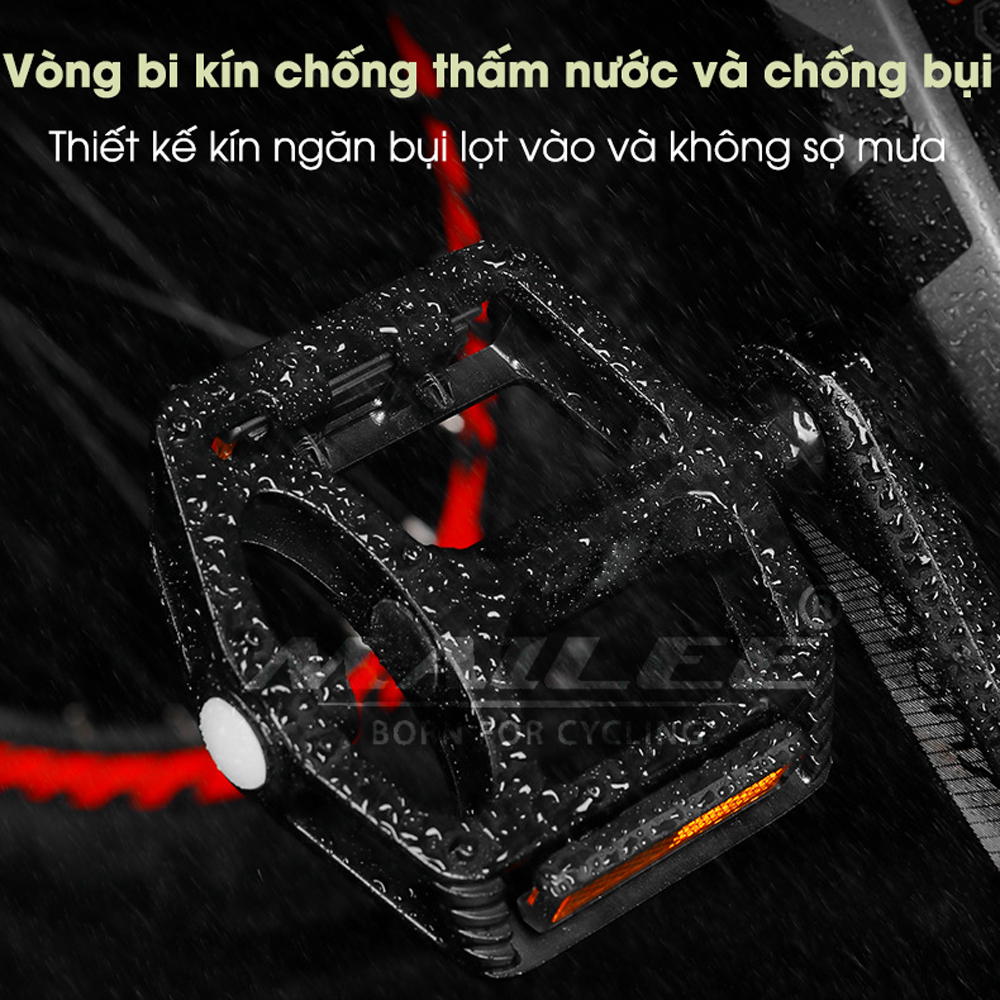 Bàn Đạp Pedan Xe Đạp Đường Trường Mai Lee B-829 Có Đèn LED, trục vòng bi DU đôi, Hợp Kim Nhôm, có đinh chống trượt - Mai Lee