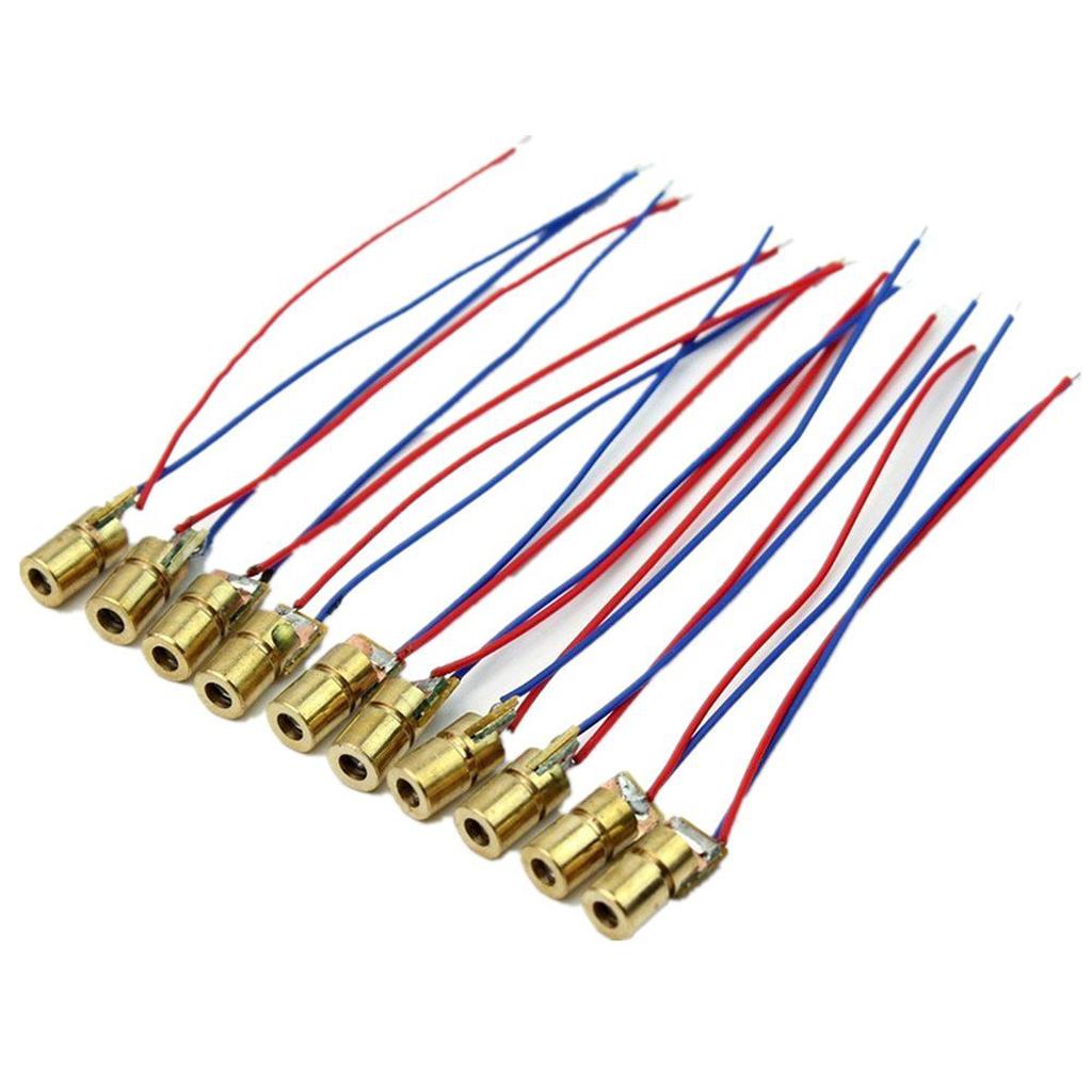 10 pieces 5V 650nm 6mm 5mW mini Laser Dot Diode Module Copper Head Red