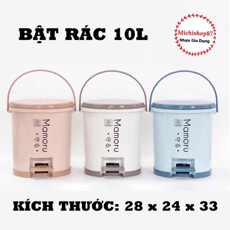 Thùng Rác Nhựa Tròn Đạp Chân 5L - 10L Nhựa Việt Nhật Kiểu Dáng Mới, Thùng Rác Nắp Bật Đạp Chân Thông Minh