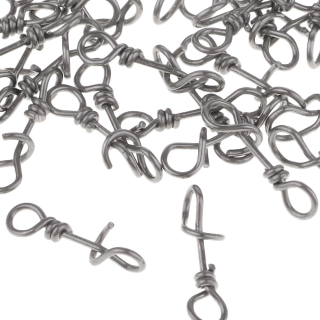 50 Pieces Stainless Steel Quick Lock Fishing Snap Clip Swivel Connector 15mm