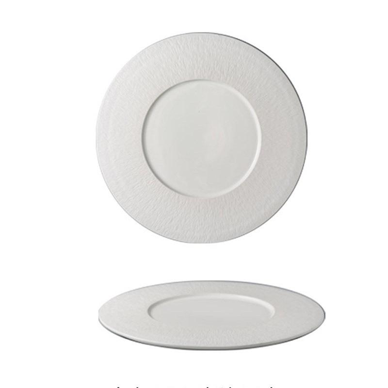 Đĩa Sứ Phẳng Cao Cấp Nhà Hàng, Đĩa sứ tròn trơn 2 màu Trắng Đen Sarang size 30.5 cm