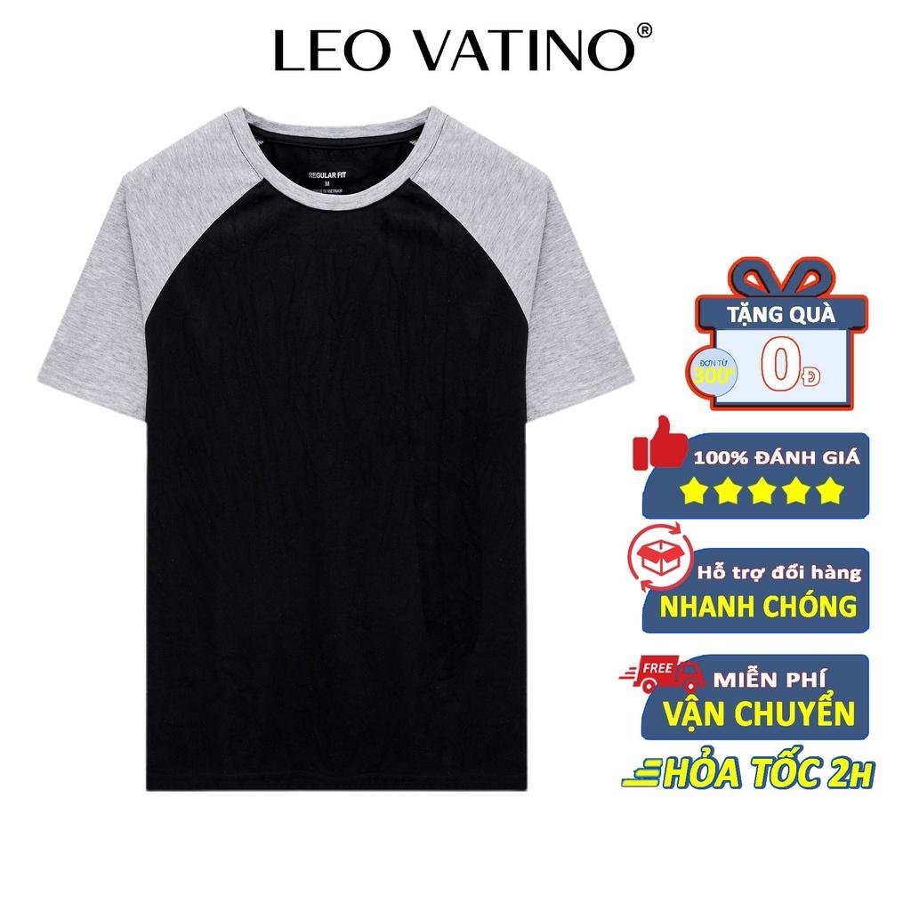 Áo thun cổ tròn nam Leo Vatino raglan phối vai Cotton co giãn 2 chiều tay ngắn APRF01 bộ 3 màu - Regularfit