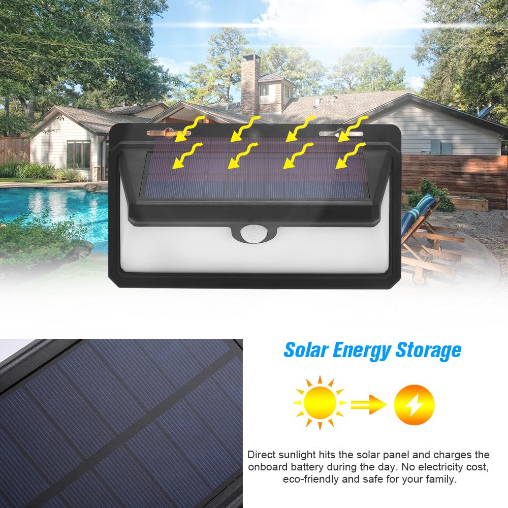 Solar Sensor Wall Lights, 97 LEDs Waterproof Solar Powered PIR Motion Sensor Energy Saving Night Lights for Garden, Fence, Patio, Driveway