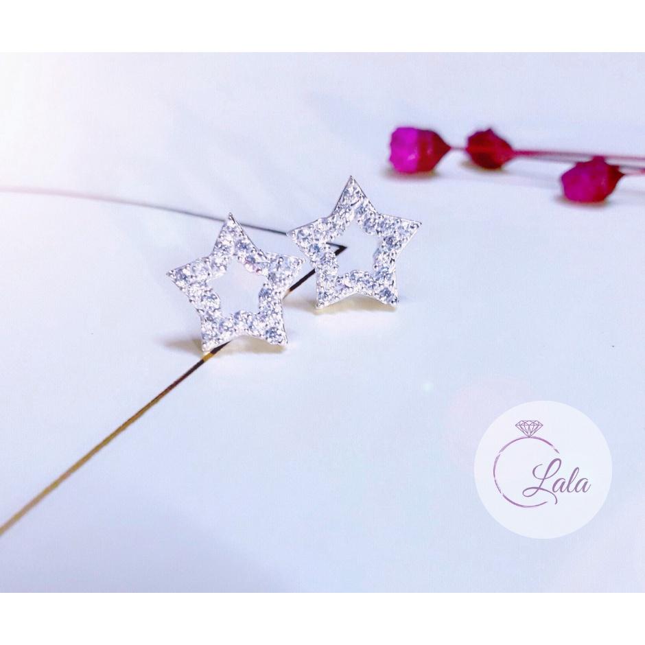 Khuyên tai bạc nữ hình ngôi sao đính đá,bông tai bạc nữ đính đá sáng lấp lánh