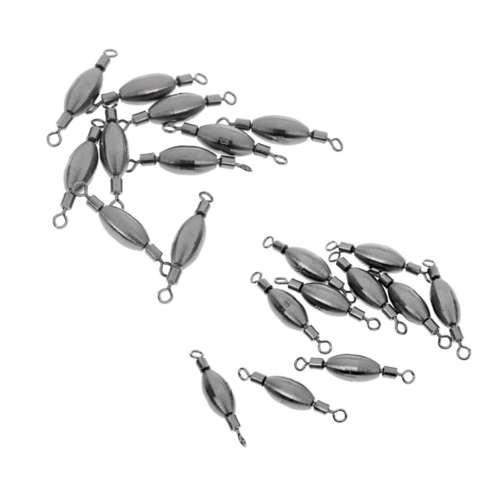 20pcs Fishing Sinker Swivels Barrel Swivels Connectors 0.5/0.3