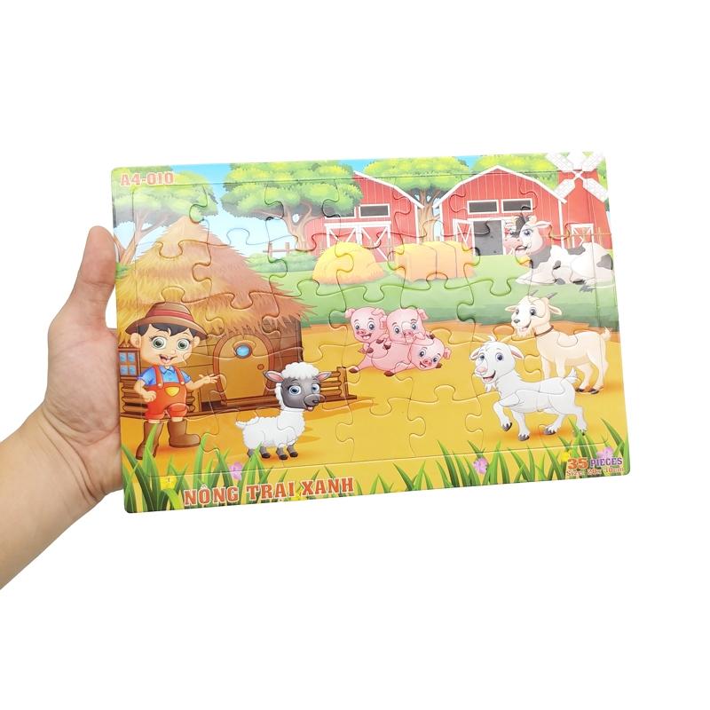 Bộ Xếp Hình Khổ A4 Puzzle Minh Châu 35-010 - Nông Trại Xanh