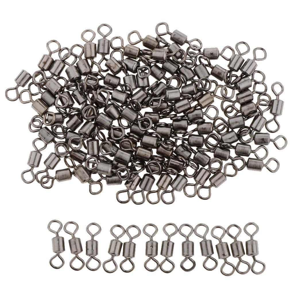 100pcs Fishing Barrel Bearing Roll Swivel Fixed Connector Snap