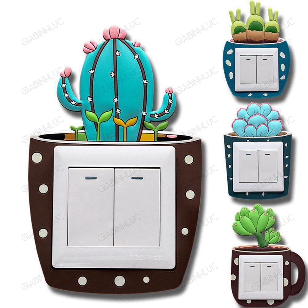 Miếng Dán Decal Trang Trí Ổ Cắm Điện Công Tắc Đèn 3D Phát Sáng Dạ Quang Cute Dễ Thương