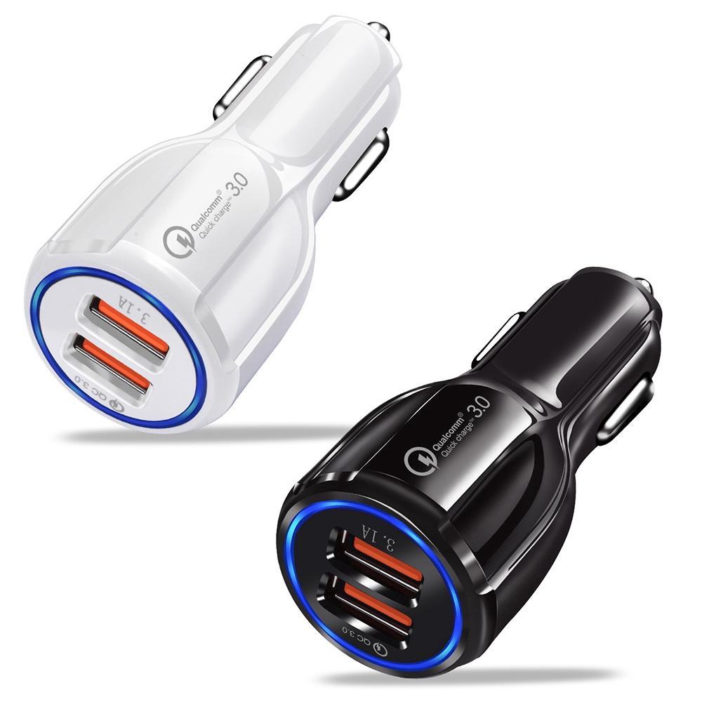 Tẩu sạc nhanh trên xe ô tô có 2 cổng USB QC 3.0 18W 3.1A cho điện thoại/máy tính bảng