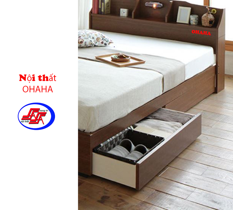 Giường ngủ cao cấp HMR Lõi xanh chống ẩm OHAHA 003- Brown Bed