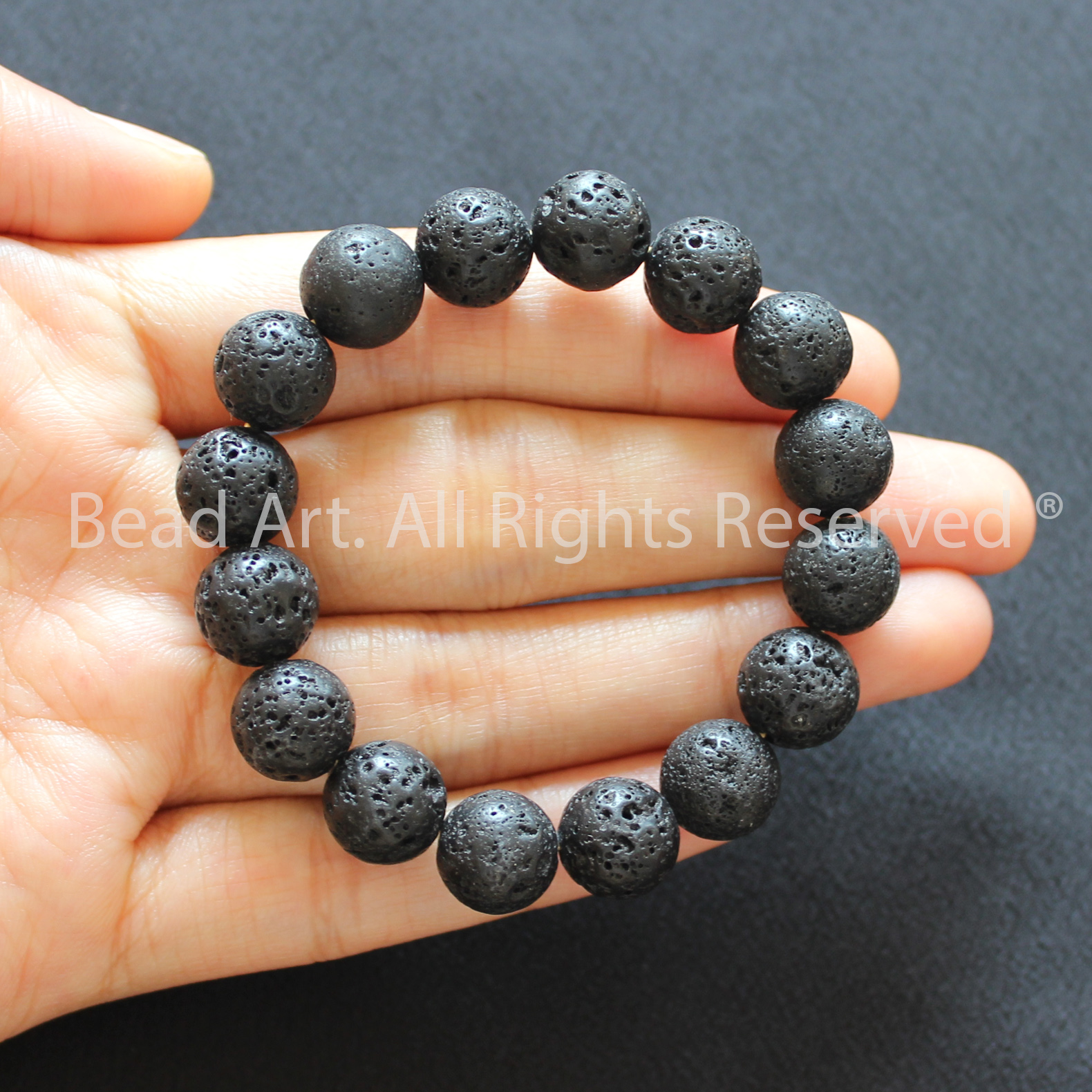 Vòng Tay 10MM Đá Dung Nham Núi Lửa, Black Lava Tự Nhiên Màu Đen, Loại AA, Thuỷ, Mộc, Đá Phối Vòng Tay Phong Thuỷ, Trang Sức, Chuỗi Hạt - Bead Art