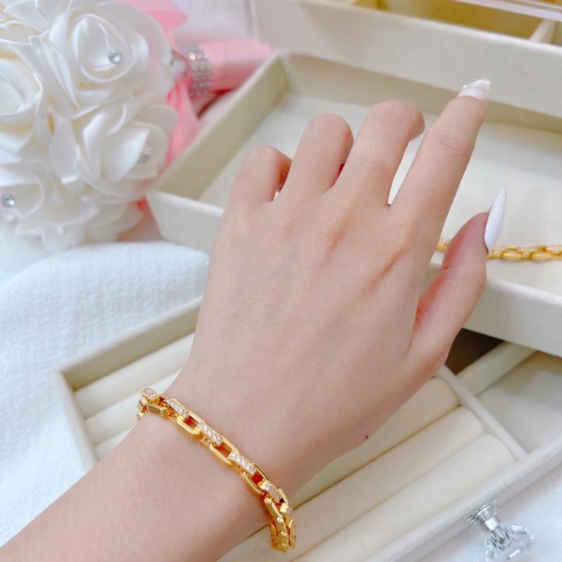 Lắc tay xích vuông gắn xoàn xen kẽ bền màu Kami LVX72