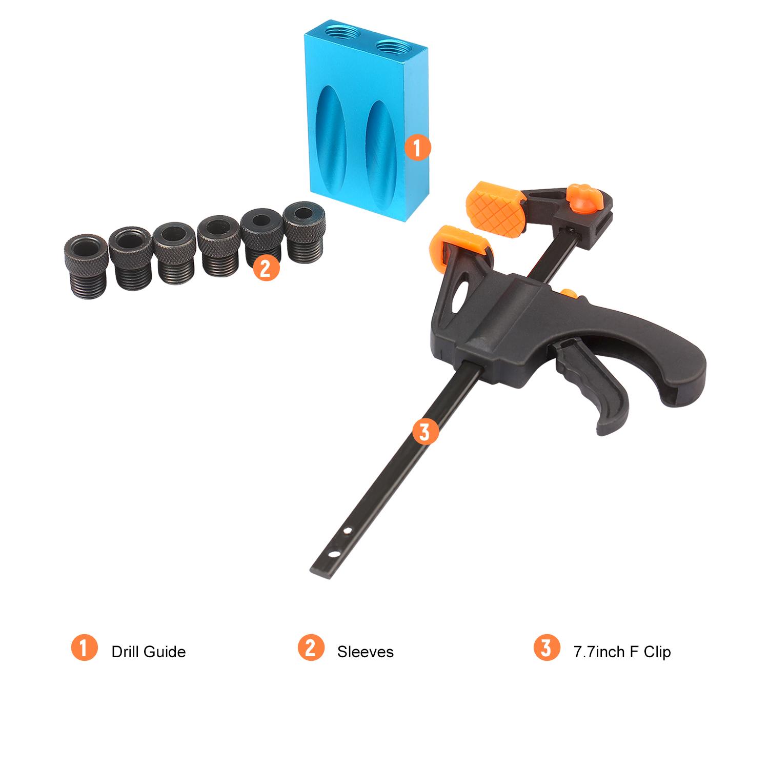 15pcs Pocket Hole Jig Kit 8mm 10mm 15 Degree Angle Drill Guide Woodwoorking Tool Inclined Hole Jig Hole Puncher Locator