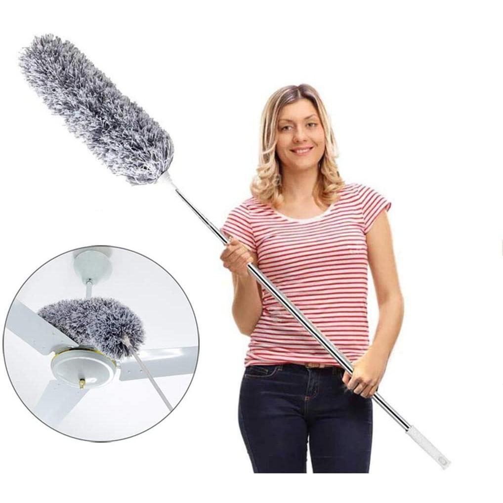 Chổi quét bụi cán Inox dài 70 - 252 cm có thể kéo rút Cây phất trần san hô Microfiber Duster