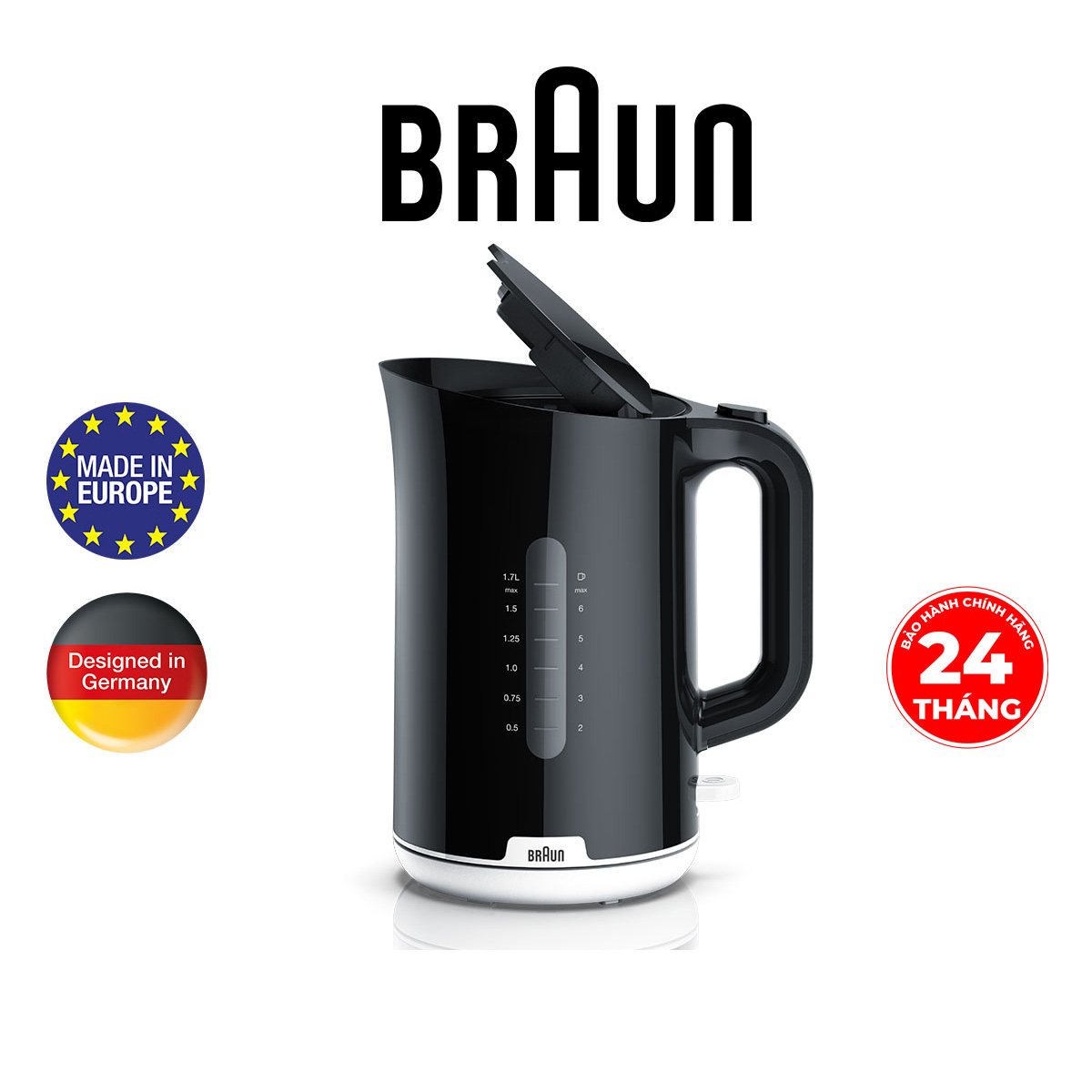 Ấm siêu tốc Braun WK1100BK-Hàng chính hãng