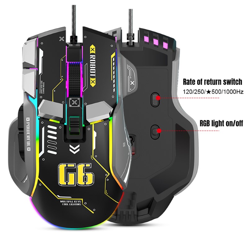 Chuột Gaming Macro G6 Led RGB 12800DPI 10 Key