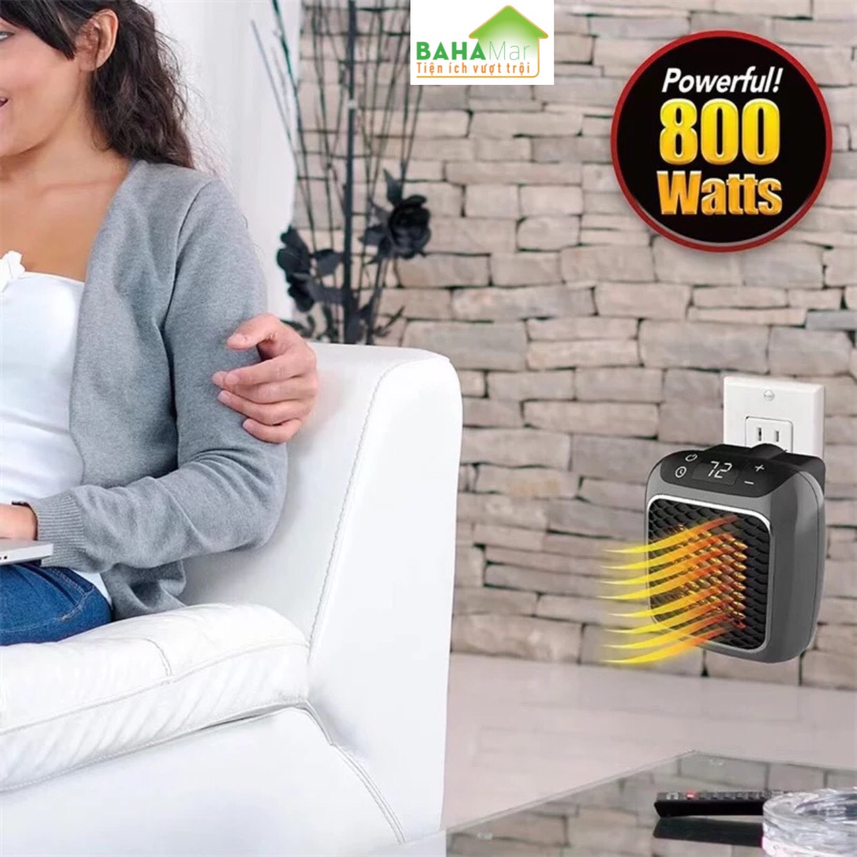 QUẠT SƯỞI MINI PTC LÀM NÓNG NHANH TẢN NHIỆT ĐỀU MANG KHÔNG KHÍ ẤM ÁP "BAHAMAR" Điều khiển từ xa không dây, ấm áp và thoải mái
